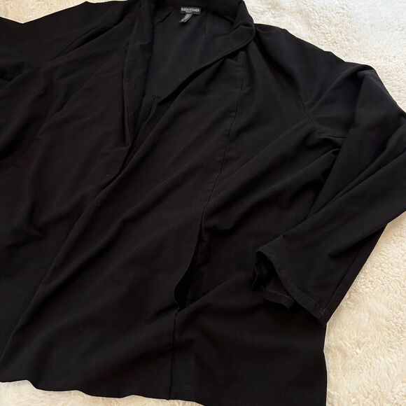 Eileen Fisher Cardigan Sweater Long Sleeve Open Front Viscose Stretch Black 3XL - Picture 3 of 7